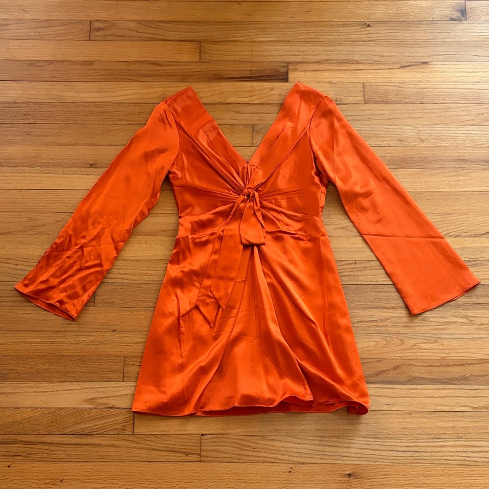 Cinq a Sept 100% Silk Orange Mini Dress